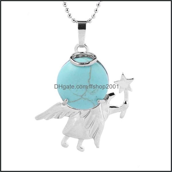 Colliers pendentifs Fée Tige Petit Ange Pendentif Collier Pierre Naturelle Adolescente Femelle Alry Guérison Gardien Cadeau 12 pièces Livraison Directe 20 Dhkes