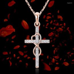 Hanger kettingen Faith Cross ketting vintage oneindigheidssymbool wikkelend kristal voor vrouwen klassieke religieuze sieraden