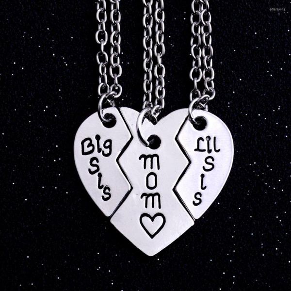 Pendentif Colliers Famille Amour Coeur Brisé 3PC / Set Maman Sis Fête Des Mères Soeur Bijoux Anniversaire Amis Femmes Collier Ras Du Cou Cadeaux