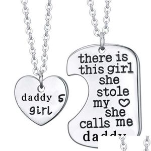 Pendentif Colliers Collier de famille pour femmes hommes il y a cette fille qu'elle a volé maman papa grand-père Tag gravé bijoux en acier inoxydable Drop D Dhh4T