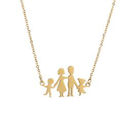 Hanger kettingen familie ketting roestvrij staal mooie figuur mama papa dochter zoon charm link ketting kind moeder verjaardag cadeauspender