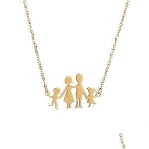 Hanger Kettingen Familieketting Roestvrij Staal Mooi Figuur Moeder Vader Dochter Zoon Charme Schakelketting Kind Moeder Verjaardag Drop Deli Dhz8U