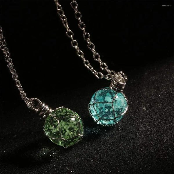 Pendentif Colliers Fantaisie Mode GreenBlue Glow In The Dark Chic Magic Creative Crystal Bijoux Collier Boule Lumineux