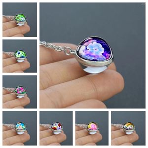 Pendentif Colliers Fanhua Série Collier Double Face Verre Boule Alliage Chaîne Bijoux À La Mode Magnifique Cadeau À Un Ami Famille