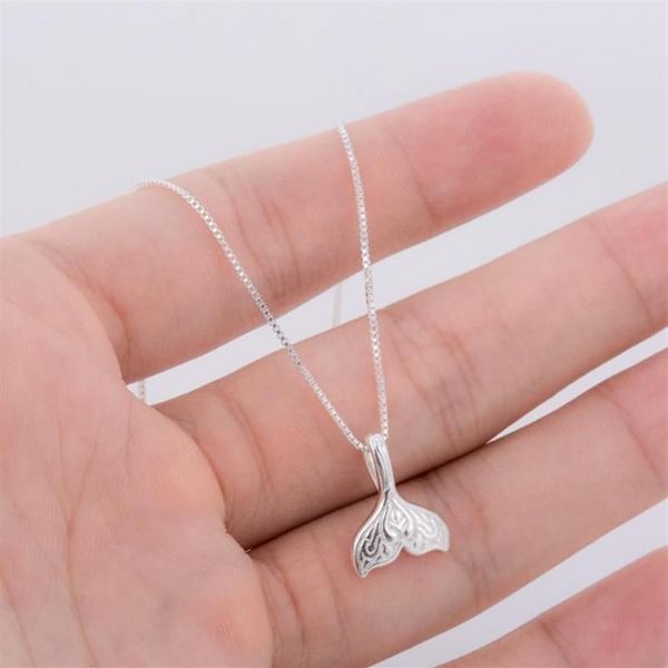 Pendentif Colliers Mode Argent Mignon Bijoux Baleine Queue Poisson Charme Pour Femmes Sirène Pendentifs Cadeaux D'anniversairePendant257H