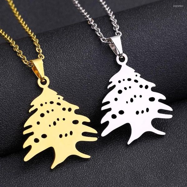 Collares pendientes Moda 18k Chapado en oro Líbano Bandera Acero inoxidable Libanés Múltiple Polska Mapa Collar para mujer Joyería