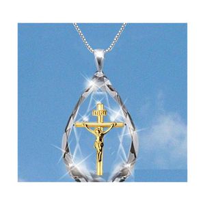 Pendentif Colliers Mode 2 Couleurs Religion Femme Cadeau Cristal Croix Pendentif Bijoux Accessoires Collier Drop Delivery Colliers Stylo Dhvs0