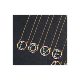 Hanger kettingen mode 26 Engelse brief voor vrouwen colorf zirkon az letters eerste ketting meisjes feest charm cadeau drop levering dhs5x