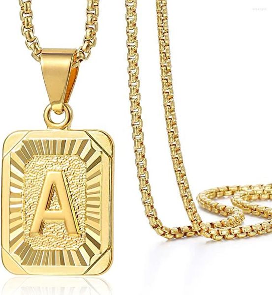 Pendentif Colliers Mode 26 Lettre Gold Couleur Collier pour hommes Femmes A-Z Square Capital Initial Chain Bijoux