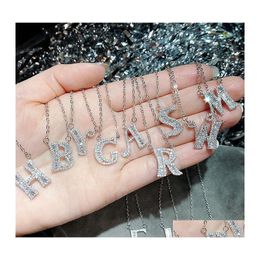 Hanger kettingen mode 26 letter zirkon ketting koper sier kettingnaam choker glanzende kubieke zirkonia kristalsteen sieraden drop de otrc3