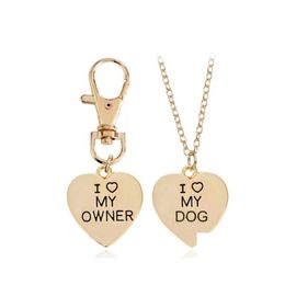 Colliers pendentiels mode 2pcs meilleurs amis amitié amour coeur collier de chaîne de clés et lettre de chien i mon bijoux livraison dhiql