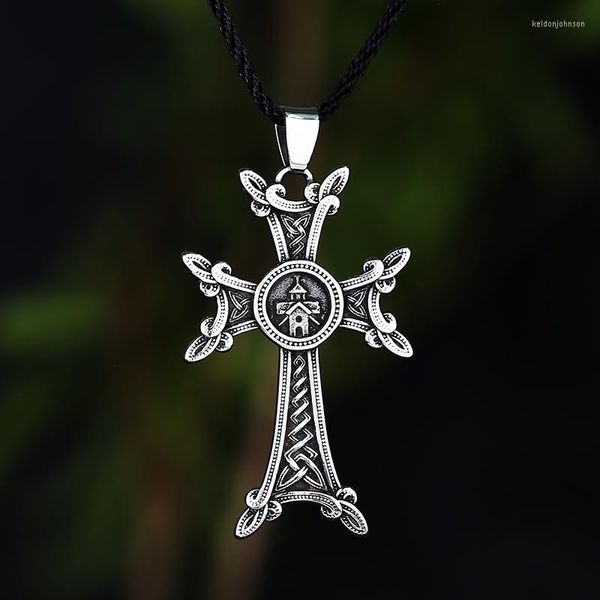 Pendentif Colliers De Mode En Acier Inoxydable 316L Arménien Orthodoxe Croix Collier Partie Chaîne Couples Bijoux Cadeaux Pour Homme Femmes