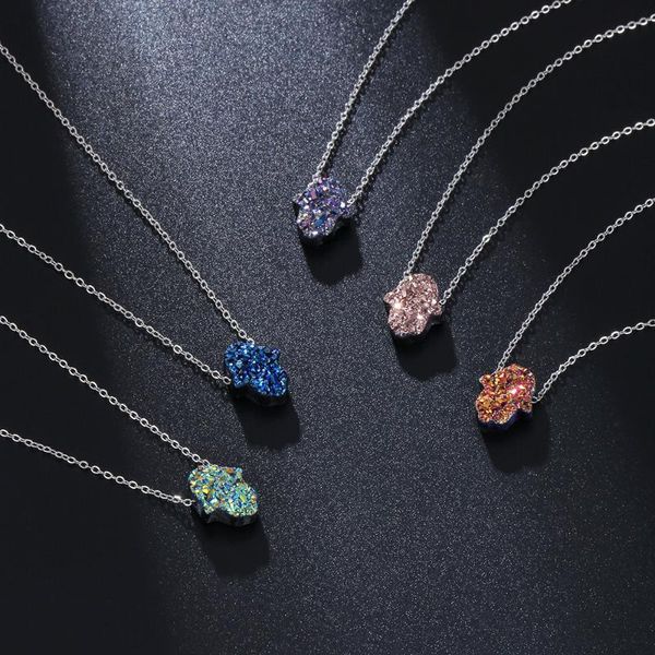 Colliers pendentifs mode 5 styles chaîne en acier inoxydable Opal Hamsa Hand Collier pour femmes Fatima Choker JewelryPendant