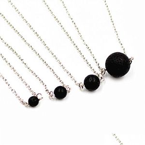 Pendentif Colliers Mode 6mm 8mm 10mm Collier en pierre de lave naturelle Collier volcanique Rock Aromathérapie Diffuseur d'huile essentielle pour femmes Bijoux Dh0AT