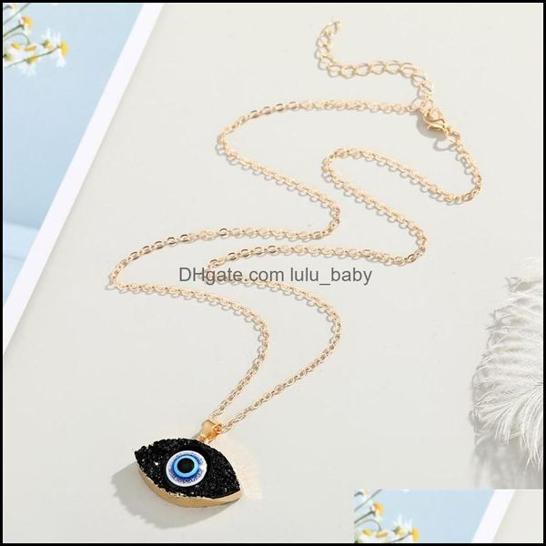 Pendentif Colliers Mode 7Colors Eye Druzy Drusy Collier Plaqué Or Géométrie Faux Pierre Naturelle Résine Pour Femmes Bijoux 4 Lulubaby Dhtox