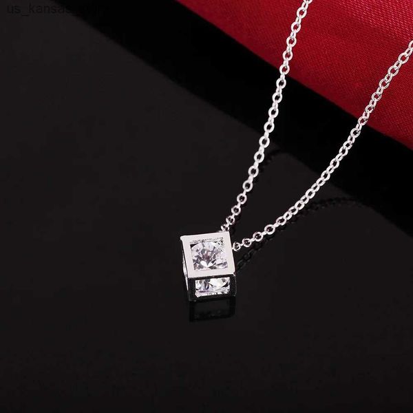 Collares colgantes Fashion 925 Sterling Silver Cube Collares de cristal para mujeres Accesorios de joyería de lujo Envío gratuito Ofertas Gaabou240408dgpo