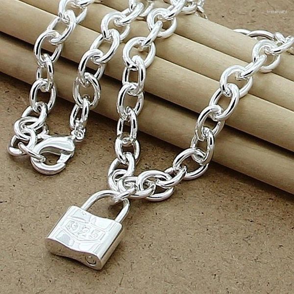 Pendentif Colliers Mode 925 Sterling Argent La serrure carrée ouverte Femmes Hommes Bijoux en gros