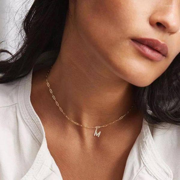 Pendentif Colliers Mode A-Z Initiale Lettre Collier Femmes En Acier Inoxydable Trombone Chaîne Pour Bijoux Cadeau