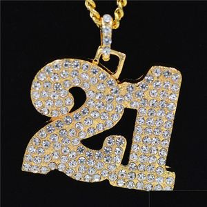 Colliers pendentifs Mode et accessoires de danse de rue américaine Eau Chaîne cubaine Mens Hip Hop Pendentif Bijoux No.21 Collier Drop Del Dhvym