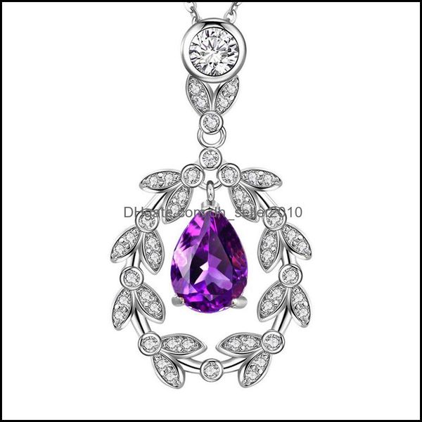 Pendentif Colliers Mode et paix exquise Feuille de branche d'olivier Tempérament incrusté de diamant coloré Zircon Drop Livraison Dhseller2010 Dhxvm