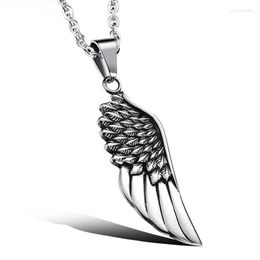 Pendentif Colliers Fashion Angel Wing Collier pour hommes Punk Hip Hop en acier inoxydable beau garçon fête bijoux cadeau