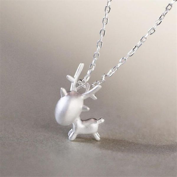 Pendentif Colliers Mode Animal Simple Cerf Argent Plaqué Bijoux Petit Elk Doux Cadeau Clavicule Chaîne H488