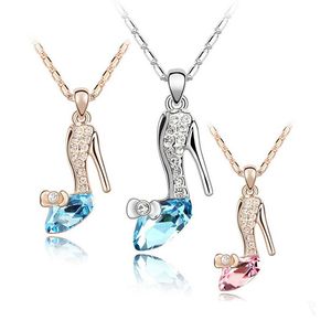 Colliers de pendentif Fashion Autriche Chaussures cristallines Pendants Collier Sier Gold Chains Mesdames Himestones Charmes de chaussures à talons hauts pour DROP DHCQZ