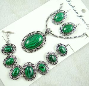 Pendentif Colliers Mode Belle Malachite Handmade Gem Bijoux Collier Bracelet 3 Ensembles R6Pendant