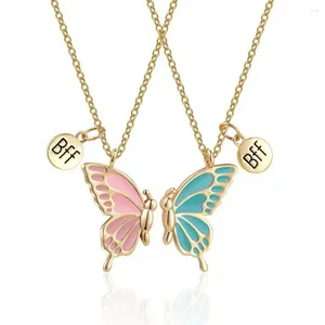 Colliers de pendentif Fashion BFF Butterfly Friendship Collier dégoulinant d'huile copines bonnes amies chaîne de clavicule