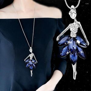 Colliers pendants mode bleu cristal ballet danse girl collier ballerine classique couleurs liaison chaîne bijoux