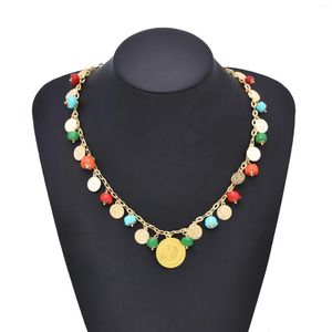 Pendentif Colliers Mode Bohème Ethnique Coloré Acrylique Perles Coin Gland Collier Pour Femmes Fête Cadeau Voyage Bijoux Accessoires