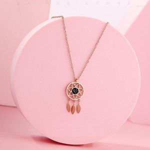 Hanger kettingen mode Boheemse stijl 18k rosé goud vergulde zwarte zirkoon charme droom catcher ketting joodse geschenken voor vrouwen