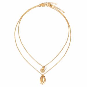 Pendentif Colliers Mode Style Bohème Collier En Couches Or Couleur À La Mode Perle Shell Pour Les Femmes Long 2 Pcs / Set Drop Delivery Jewel Dhayj