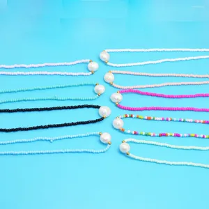 Collares colgantes Moda Boho Collar de perlas naturales para mujeres Cuentas de arroz de vidrio hechas a mano Damas Niñas Joyería Regalos al por mayor