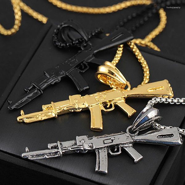 Pendentif Colliers Mode Boutique Bijoux Cool Collier de fusil automatique pour hommes Personnalité Hip Hop Style Cadeaux