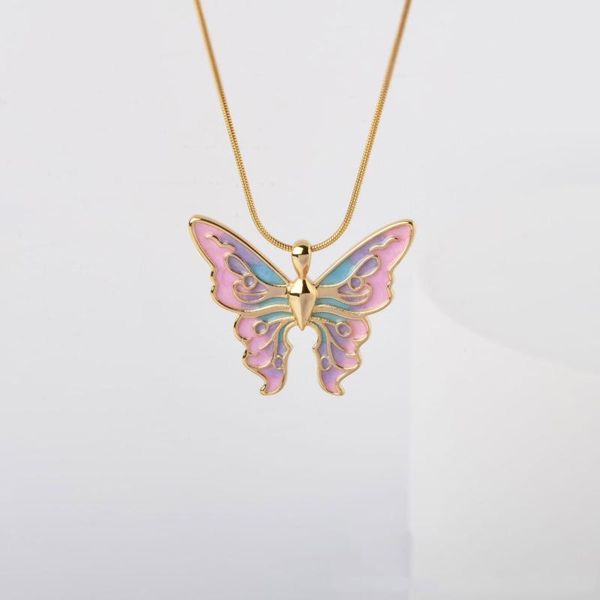 Collares colgantes Fashion Butterfly Collar de hadas para mujer Colorido de ensueño de ensueño Titanio Cadera de acero Garabia Joya de regalo