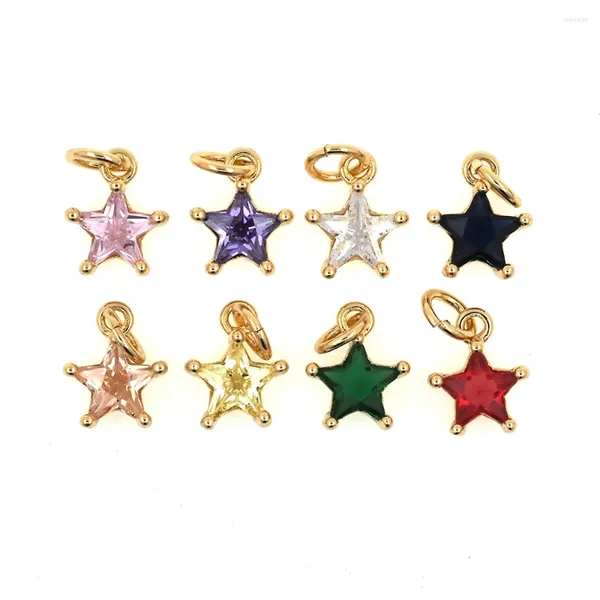 Pendentif Colliers Mode Candy Mini Star Coloré CZ Zircon Collier plaqué or Accessoires pour femmes Charms Fabrication de bijoux fins