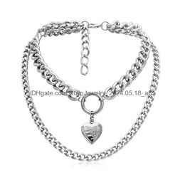 Collares colgantes cadena de moda insigner collar de titanio sier jewlery para mujeres mti-elemento geométrico set de corazón amenazos dro otsu8