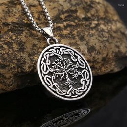 Collares colgantes encanto de moda árbol vikingo de la vida para hombre acero inoxidable nórdico yggdrasil collar amuleto regalo de joyería escandinava única