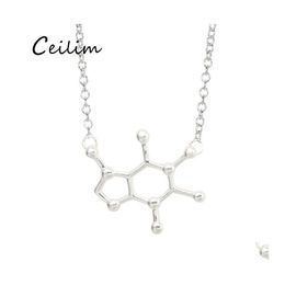 Collares colgantes Moda Química Molece Cobre Oro Sier Placa Collar de cadena para mujeres Profesor de ciencias Profesor Joya ajustable OT2HE