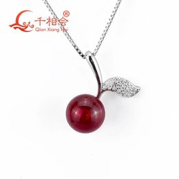 Colliers de pendentif pendentif en cerisier avec une forme de balle rubis rouge artificielle 925 Collier de chaîne de boue pour cadeau de bijoux 231222