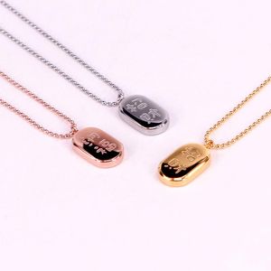 Pendentif Colliers Mode Style Chinois Amour En Acier Inoxydable Carré Collier Caractères Or Rose Couleur Femmes Femme Partie Cadeau