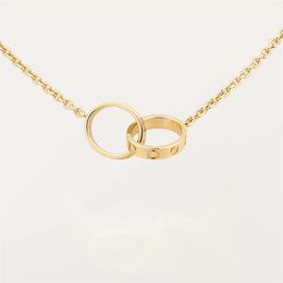 Colliers avec pendentif Fashion Classic Design Love Collier à capuchon à vis pour hommes et femmes Double Loop Ring Full Cz Two Rows Diamond Pendentif Bijoux Collares Collier Octogonal