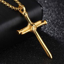 Anhänger Halsketten Mode Klassische Metall Kreuz Anhänger Kette Kruzifix Halskette Männer Schmuck Silber Schwarz Kettenlänge