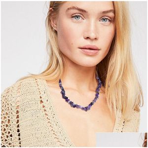 Hanger Kettingen Mode Sleutelbeen Keten Natuurlijke Kleine Stenen Choker Ketting Voor Vrouwen Irregar Kralen Charme Elegante Sieraden Gift Drop Dhyrg