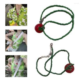 Colliers pendants Collier de clavicule à perle verte de tomate Green Chaulaigone Dopamine Chaîne multicouche Perle