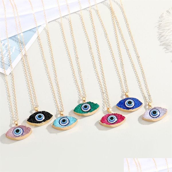 Pendentif Colliers Mode Couleur Turc Devil Eye Pour Les Femmes Simple Résine Yeux Charme Bijoux Sur Le Cou Ojo Turco Collier Chaîne Cou Dhpjl