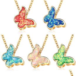 Pendentif Colliers Mode Colorf Bleu Rose Papillon Collier Femmes Nouveau Charme Acrylique Pour Drop Delivery Bijoux Pendentifs Dhgarden Dhvuw