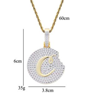 Pendentif Colliers Mode- Cookie diamants pendentif colliers pour hommes femmes luxe cristal Cooky pendentifs 18K or plaqué cuivre Zircon Dhxd5
