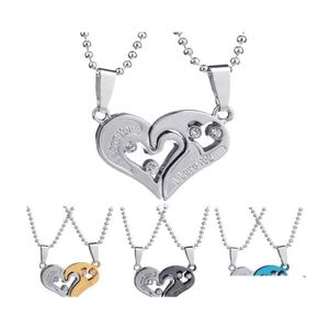 Colliers de pendentif couples de mode Collier pendentif en forme de coeur en forme de coeur pour amitié bijoux bijoux Valentin Gift Drop Deli Otpb2